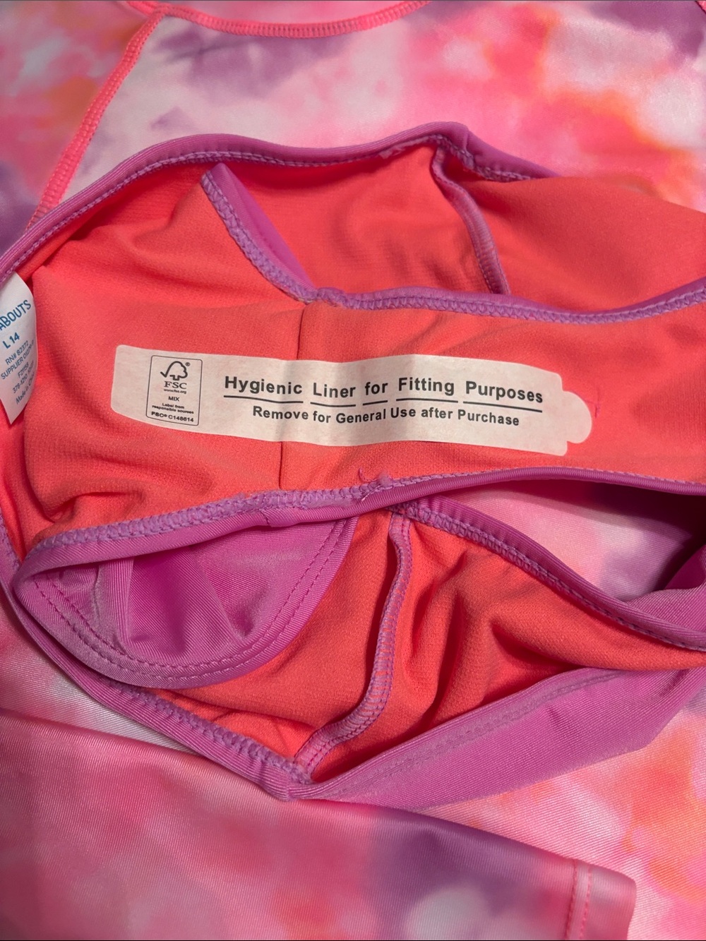 NWT Thereabouts Girls' Purple Tie-Dye Rash Guard 2 Pc Bathing Suit Set Size 14 - Picture 10 of 10